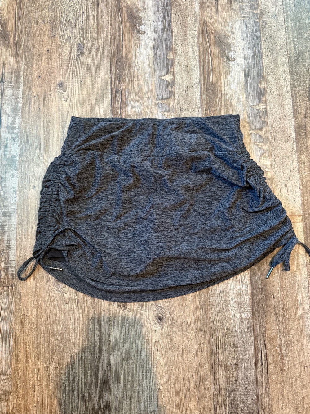 Dark Gray Ruched Drawstring Mini Skort